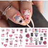 image:image12 Sheet Valentines Day Nail Art Stickers  Water Transfer Decals With Love Heart and Red Lips Designs  Decorations for Women
