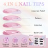 image:image24Pcs Long Press on Nail Halloween Coffin Fake Nails Black White Stripes Cute Ghost Design Glossy False Nails for Women Girls Stick on Nails with Glue on Acrylic Nail TipsColorful4