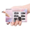 image:image24Pcs Long Press on Nail Halloween Coffin Fake Nails Black White Stripes Cute Ghost Design Glossy False Nails for Women Girls Stick on Nails with Glue on Acrylic Nail TipsColorful4