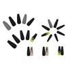 image:image24Pcs Long Press on Nail Halloween Coffin Fake Nails Black White Stripes Cute Ghost Design Glossy False Nails for Women Girls Stick on Nails with Glue on Acrylic Nail TipsColorful2