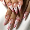 image:image24Pcs Long Press on Nail Halloween Coffin Fake Nails Black White Stripes Cute Ghost Design Glossy False Nails for Women Girls Stick on Nails with Glue on Acrylic Nail TipsColorful1
