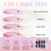 image:image24Pcs Long Press on Nail Halloween Coffin Fake Nails Black White Stripes Cute Ghost Design Glossy False Nails for Women Girls Stick on Nails with Glue on Acrylic Nail TipsNight Black Cat