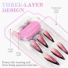 image:image24Pcs Long Press on Nail Halloween Coffin Fake Nails Black White Stripes Cute Ghost Design Glossy False Nails for Women Girls Stick on Nails with Glue on Acrylic Nail TipsColorful4