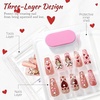 image:image24Pcs Long Press on Nail Halloween Coffin Fake Nails Black White Stripes Cute Ghost Design Glossy False Nails for Women Girls Stick on Nails with Glue on Acrylic Nail TipsColorful1