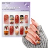 image:image24Pcs Long Press on Nail Halloween Coffin Fake Nails Black White Stripes Cute Ghost Design Glossy False Nails for Women Girls Stick on Nails with Glue on Acrylic Nail TipsColorful7
