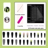 image:image24Pcs Long Press on Nail Halloween Coffin Fake Nails Black White Stripes Cute Ghost Design Glossy False Nails for Women Girls Stick on Nails with Glue on Acrylic Nail TipsColorful2
