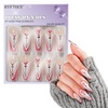 image:image24Pcs Long Press on Nail Halloween Coffin Fake Nails Black White Stripes Cute Ghost Design Glossy False Nails for Women Girls Stick on Nails with Glue on Acrylic Nail TipsColorful1