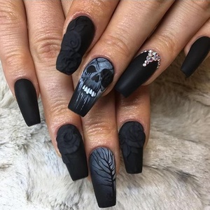 image:image24Pcs Long Press on Nail Halloween Coffin Fake Nails Black White Stripes Cute Ghost Design Glossy False Nails for Women Girls Stick on Nails with Glue on Acrylic Nail TipsColorful4
