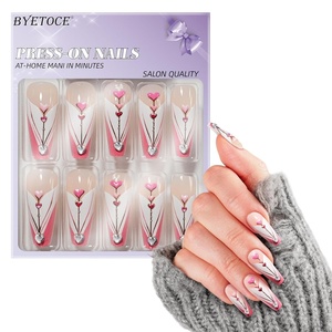 image:image24Pcs Long Press on Nail Halloween Coffin Fake Nails Black White Stripes Cute Ghost Design Glossy False Nails for Women Girls Stick on Nails with Glue on Acrylic Nail TipsColorful1