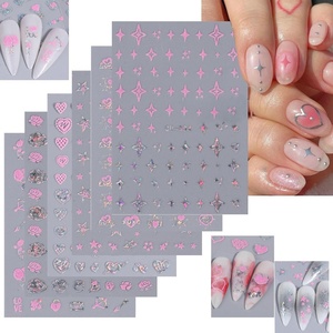 image:image6 Sheets Valentines Day Nail Art Stickers Star Nail Decals Heart Nail Stickers 3D SelfAdhesive Pink Flower Love Heart Nail Art Design Valentines Nail Art SuppliesNail Art Decoration for Women