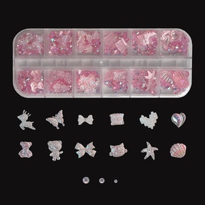 image:imageNail Art Rhinestones Butterflies Elk Shells Bows Bears Nail Diamonds Glass Crystal AB Metal Gems Jewels Stones with Flatback Pearls for DIY Nail Work Design Decoration Craft Making Pink