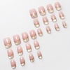 image:image24Pcs Short Square French Tip Press on Fake Nails in White Pink Nude  Full Cover Acrylic Nail Tips for Women and Girlsstyle2