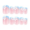image:image24Pcs Short Square French Tip Press on Fake Nails in White Pink Nude  Full Cover Acrylic Nail Tips for Women and Girlsstyle3