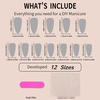 image:imageAlmond Fake Nails Medium Press On Nails French Tip False Nails With Flower Rhinestone Designs Matte Stick On Nails Acrylic Nails Press Ons Full Cover Glue On Nails For Women