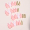 image:imageAlmond Fake Nails Medium Press On Nails French Tip False Nails With Flower Rhinestone Designs Matte Stick On Nails Acrylic Nails Press Ons Full Cover Glue On Nails For Women
