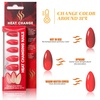 image:imageAlmond Press On Nails with Color change when exposed to light design Medium Reusable False Nails Colour Changing Fake Nail with Glue J Almond
