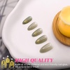 image:imageCat Eye Press On Nails Almond Medium French Tip Soft Nails Gold amp Pink Fake Nail Kit Includes 1 Mini File 2 Jelly Stickers Two Color Nails for Woman grey almond