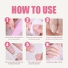 image:imageCat Eye Press On Nails Almond Medium French Tip Soft Nails Gold amp Pink Fake Nail Kit Includes 1 Mini File 2 Jelly Stickers Two Color Nails for Woman grey almond