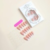 image:imageFrench Tip Fake Nails Medium Press On Nails Almond False Nails With Artificial Glossy Designs Full Cover Stick On Nails Acrylic Nails Press Ons Reuseable Glue On Nails For Women