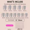 image:imageFrench Tip Fake Nails Medium Press On Nails Almond False Nails With Artificial Glossy Designs Full Cover Stick On Nails Acrylic Nails Press Ons Reuseable Glue On Nails For Women