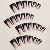 image:imageFrench Tip Press On Nails Long Fake Nails Square False Nails With Black Duckbill Designs Acrylic Nails Press Ons Reuseable Stick On Nails Full Cover Glue On Nails For Women 24Pcs