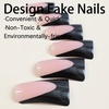 image:imageFrench Tip Press On Nails Long Fake Nails Square False Nails With Black Duckbill Designs Acrylic Nails Press Ons Reuseable Stick On Nails Full Cover Glue On Nails For Women 24Pcs