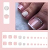 image:imageFrench Tip Press On Toenails Short Fake Toenails Square False Toenails With Rhinestone Designs Full Cover Glue On Toenails Acrylic Toenails Press Ons Glitter Stick On Toenails For Women