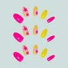 image:imageMedium Almond Press On Nails 24 Pcs amp 12 Sizes Pink amp Yellow Star Designs Glossy Finish Full Cover False Nails Stick On Nails For Women DIY Nail Art Wedding Party Prom