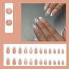 image:imageMedium Almond Press On Nails French Tip Fake Nails With Butterfly Rhinestone Designs Glossy False Nails Full Cover Stick On Nails Acrylic Nails Press Ons Medium Glue On Nails For Women