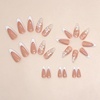 image:imageMedium Almond Press On Nails French Tip Fake Nails With Butterfly Rhinestone Designs Glossy False Nails Full Cover Stick On Nails Acrylic Nails Press Ons Medium Glue On Nails For Women