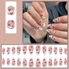 image:imageMedium Press On Nails Medium Almond Fake Nails With Heart Rhinestone Designs Acrylic Nails Press Ons Full Cover False Nails Glossy Glue On Nails French Tip Stick On Nails For Women