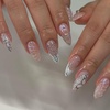 image:imageMedium Press On Nails Medium Almond Fake Nails With Nude Pink Heart Designs Acrylic Nails Press Ons Glossy Stick On Nails Full Cover False Nails French Tip Glue On Nails For Women