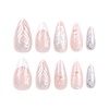 image:imageMedium Press On Nails Medium Almond Fake Nails With Nude Pink Heart Designs Acrylic Nails Press Ons Glossy Stick On Nails Full Cover False Nails French Tip Glue On Nails For Women