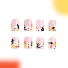 image:imageShort Press On Nails Almond Fake Nails Full Cover False Nails With Flower Designs Acrylic Nails Press Ons Nude Reuseable Glue On Nails Glossy Stick On Nails For Women Pink