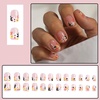 image:imageShort Press On Nails Almond Fake Nails Full Cover False Nails With Flower Designs Acrylic Nails Press Ons Nude Reuseable Glue On Nails Glossy Stick On Nails For Women Pink