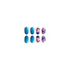image:imageShort Press On Nails Oval Fake Nails Full Cover False Nails With Blue Flower Designs Acrylic Nails Press Ons Reuseable Glue On Nails Artificial Glossy Stick On Nails For Women 24Pcs