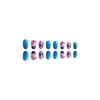 image:imageShort Press On Nails Oval Fake Nails Full Cover False Nails With Blue Flower Designs Acrylic Nails Press Ons Reuseable Glue On Nails Artificial Glossy Stick On Nails For Women 24Pcs