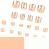 image:imageShort Press On Toenails Square Fake Toenails Full Cover False Nails With Gold Line Designs Glitter Stick On Toenails Acrylic Toenails Press Ons Reuseable Glue On Toenails For Women