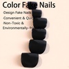image:imageShort Press On Toenails Square Fake Toenails Full Cover False Toenails With Designs Acrylic Toenails Press Ons Glossy Glue On Toenails Reuseable Stick On Toenails For Women Black
