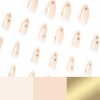 image:imageValentines Day Almond Press on Nails Medium Length Glue on Nails Valentines Day Gold HeartShaped Love Fake Nails Acrylic Glossy Full Cover False Nails for Women 24 Pcs