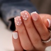 image:imageValentines Day Press On Nails Short Square Fake Nails French Tip False Nails With White Heart Designs Stick On Nails Glossy Glue On Nails Full Cover Acrylic Nails Press Ons For Women