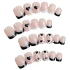 image:imageValentines Day Press On Nails Short Square Fake Nails With Black Heart Designs Acrylic Nails Press Ons French Tip False Nails Full Cover Stick On Nails Short Glue On Nails For Women