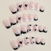 image:imageValentines Day Press On Nails Short Square Fake Nails With Black Heart Designs Acrylic Nails Press Ons French Tip False Nails Full Cover Stick On Nails Short Glue On Nails For Women