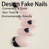 image:imageValentines Day Press On Nails Short Square Fake Nails With Black Heart Designs Acrylic Nails Press Ons French Tip False Nails Full Cover Stick On Nails Short Glue On Nails For Women