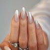 image:imageAlmond Press on Nails Medium French Tip Fake Nails Bright White Clear Glossy Nail Kit 24 PCS Includes Mini File Jelly Glue Pad Simple Atmosphere Nude Nails for Women