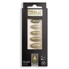 image:imageCat Eye Press On Nails Almond Medium French Tip Soft Nails Gold amp Pink Fake Nail Kit Includes 1 Mini File 2 Jelly Stickers Two Color Nails for Woman grey almond