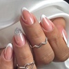 image:imageFrench Tip Fake Nails Medium Press On Nails Almond False Nails With Artificial Glossy Designs Full Cover Stick On Nails Acrylic Nails Press Ons Reuseable Glue On Nails For Women