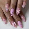 image:imageMedium Press On Nails Almond Fake Nails With Butterfly Rhinestone Designs Acrylic Nails Press Ons Full Cover Stick On Nails Glossy Glue On Nails Pink False Nails For Women 24Pcs