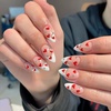image:imageMedium Press On Nails Medium Almond Fake Nails With Heart Rhinestone Designs Acrylic Nails Press Ons Full Cover False Nails Glossy Glue On Nails French Tip Stick On Nails For Women