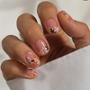 image:imageShort Press On Nails Almond Fake Nails Full Cover False Nails With Flower Designs Acrylic Nails Press Ons Nude Reuseable Glue On Nails Glossy Stick On Nails For Women Pink